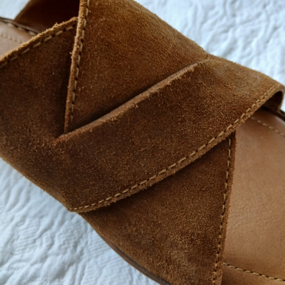 BORN LEATHER EXTRA CUSHION INSOLE SLIP ON WEDGE SANDALS - Picture 12 of 12